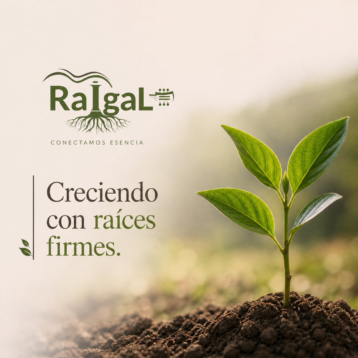 Brotes y raíces, identidad visual de Raigal